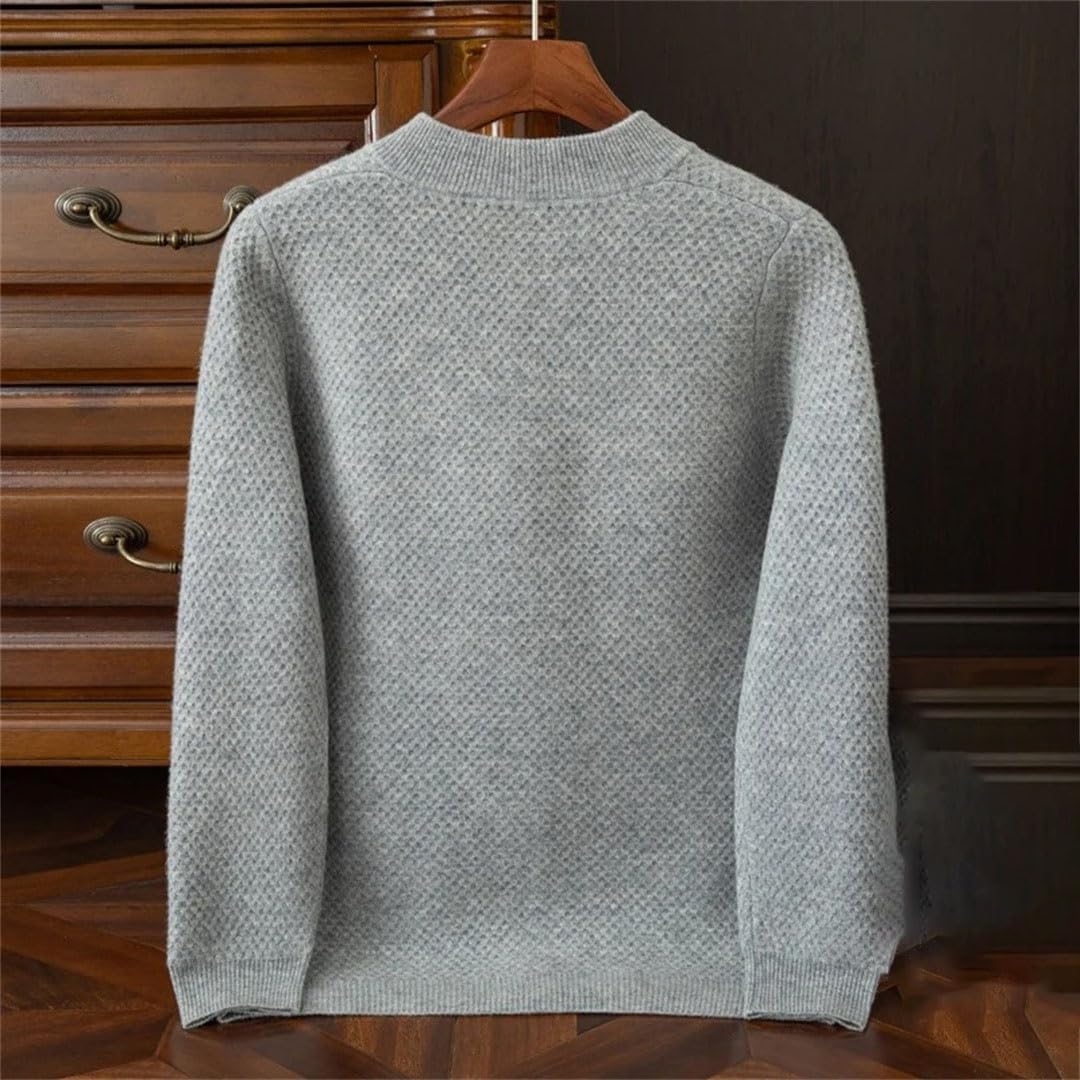 Mens Collar 100 Percent Solid Wool Zip Cardigan Fall Winter Thick Casual Knitted Sweater