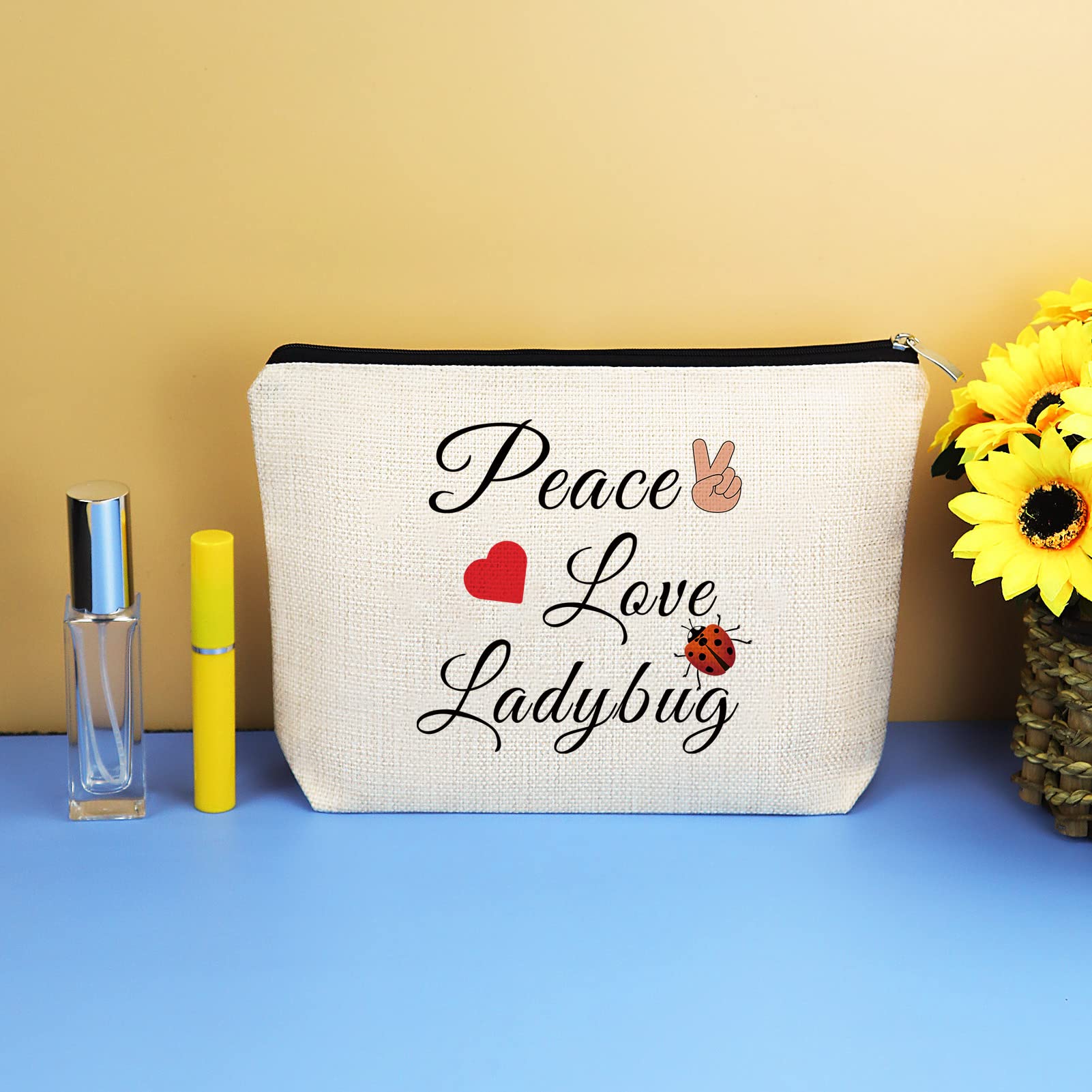 Ladybug Lover Gift Ladybug Makeup Bag for Women Good Luck Ladybug Gift Lady Bug Gift Cosmetic Bag Inspirational Gift Motivation Gift for Girl Birthday Christmas Gift for Friend Daughter Sister