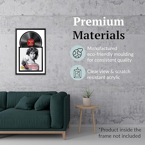 Miniatura 5 de Creative Picture Frames Marco de vinilo Jukebox de 16 x 24 pulgadas con paspartú doble blanco-negro, marco de álbum de discos LP para decoración de