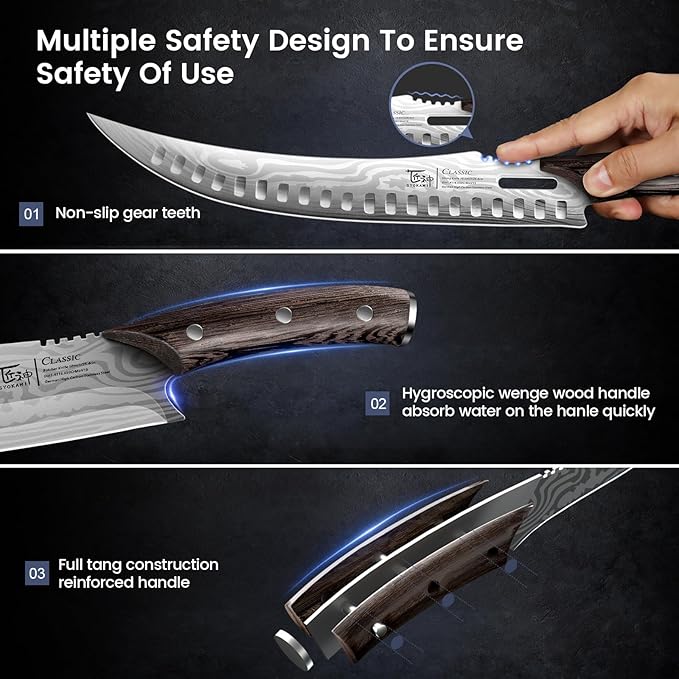 Set Cuchillos Cocina 3 Piezas Acero Inoxidable Madera miniatura 7