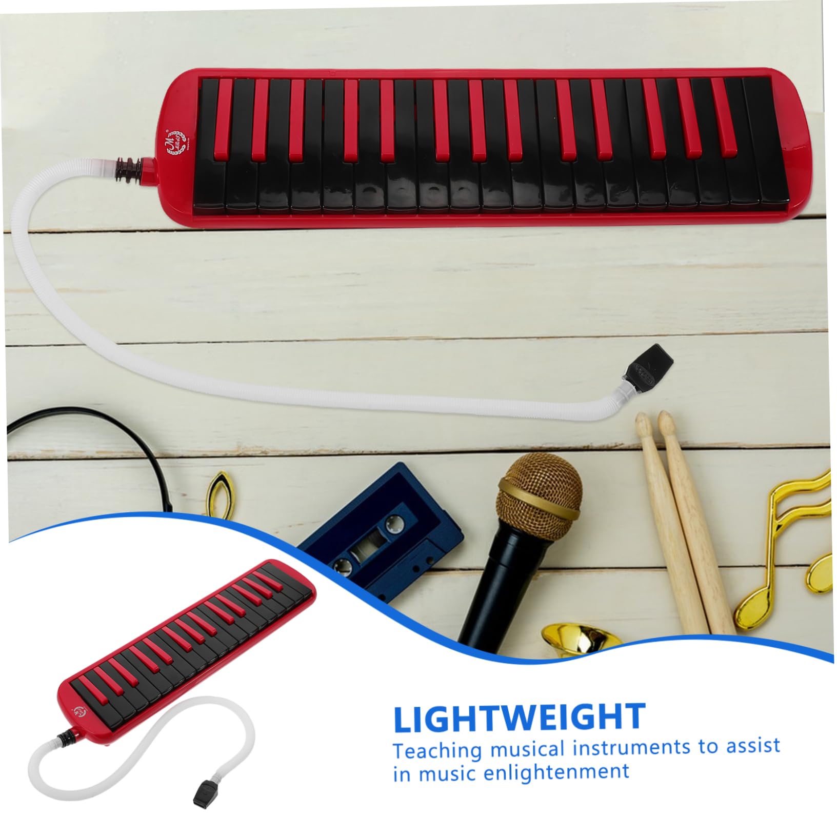 Melodica 32 Tasti Rosso Nero Strumento Musicale per Principianti | Abs e Piastra in Ottone, Bocchino e Tubo Inclusi, Borsa Eva per Trasporto e Custodia
