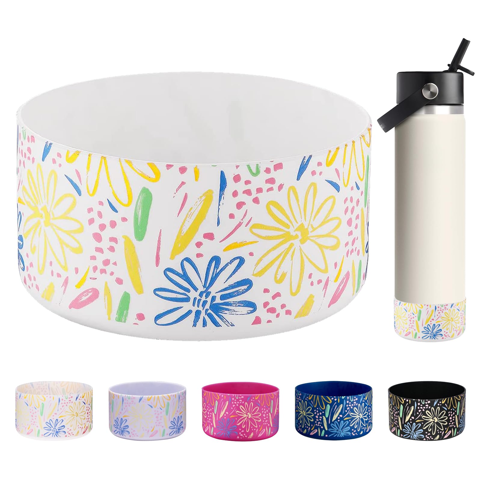 WK IEASON Protective Silicone Base Boot for Hydro Flask 12-24 oz Wide and Standard Mouth bottles, Anti-Slip Sleeve Cover Bumper for Hydro Water Bottle