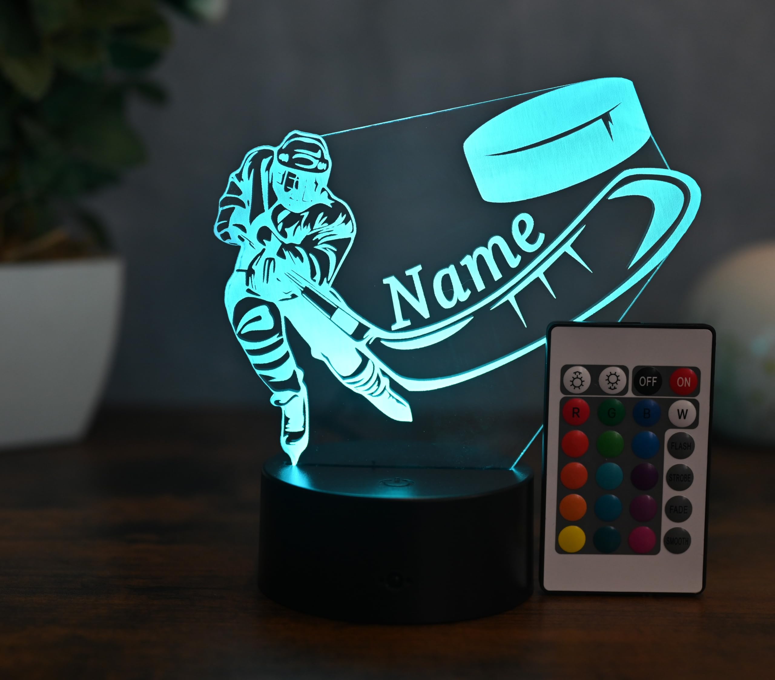 Lampada a LED per hockey su ghiaccio personalizzata: regalo per giocatori di hockey, decorazione da hockey, compleanno per bambini, idea regalo, luce notturna e decorazione per la casa