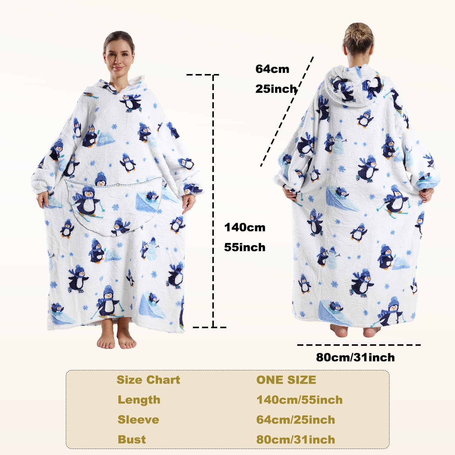 Wearable Blanket Hoodie for Adults - Oversized Soft Warm Blanket Sweatshirt, Gifts for Women & Men - Image 5