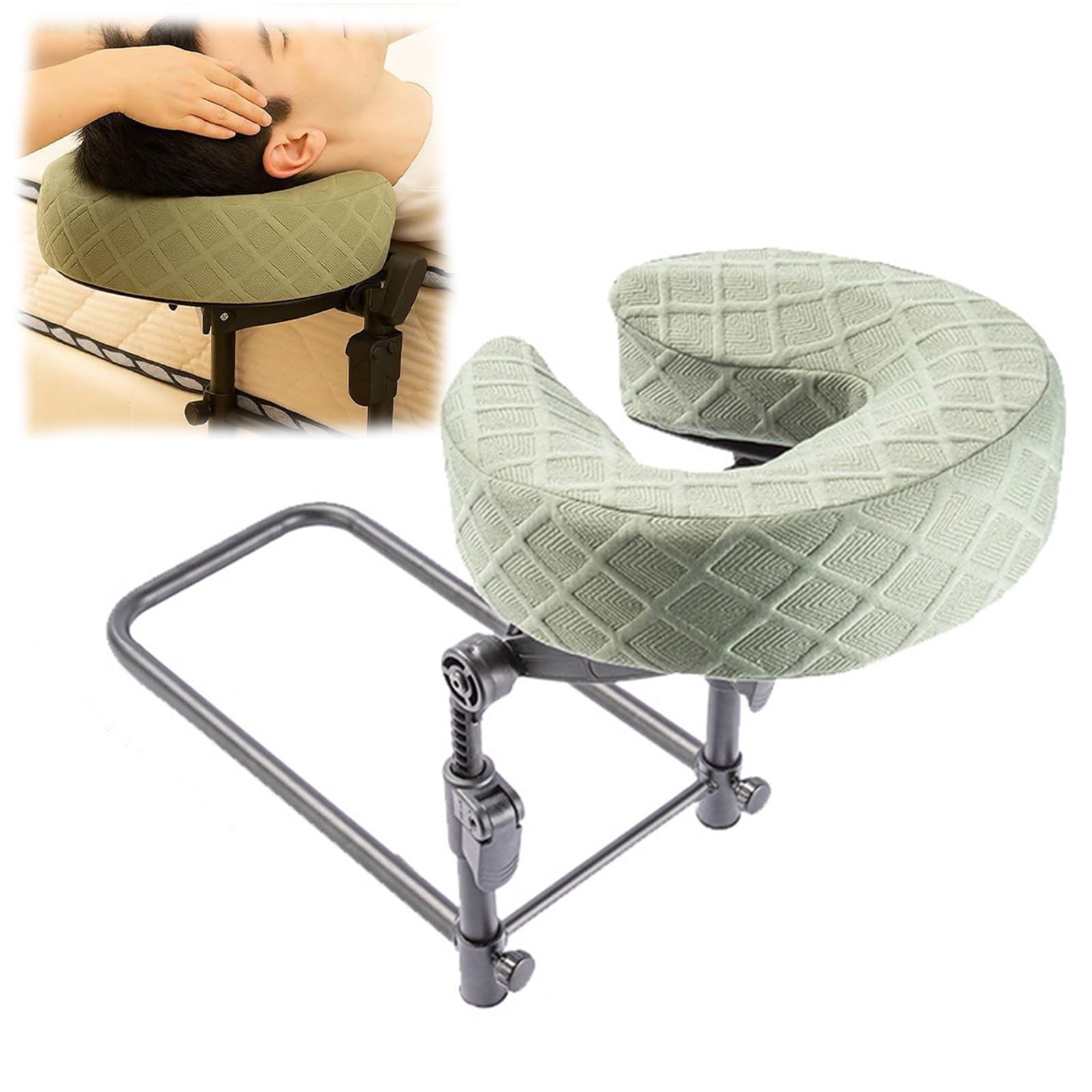 Poggiatesta Massaggiante Per Letto,Kit Materasso La Casa,Supporto Il Viso Pieghevole E Regolabile In Memory Foam,Per Spa Domestica,Trattamenti Viso,Recupero Dopo Chirurgia Oculare Rilassamento(Green)
