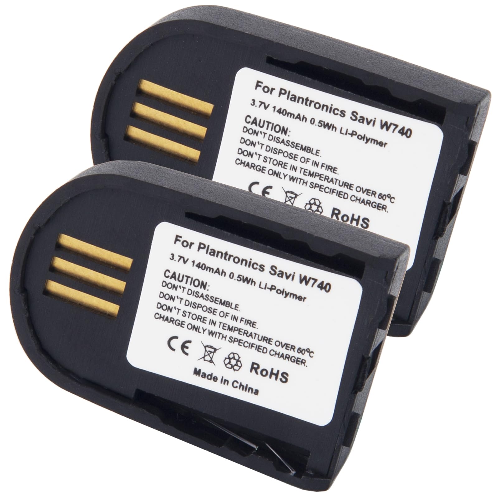 2 batterie compatibili con Plantronics Savi 86507-01, W440, W740, W440-M, cuffie wireless (140 mAh, 3,7 V, ai polimeri di litio) di ricambio per 204755-01
