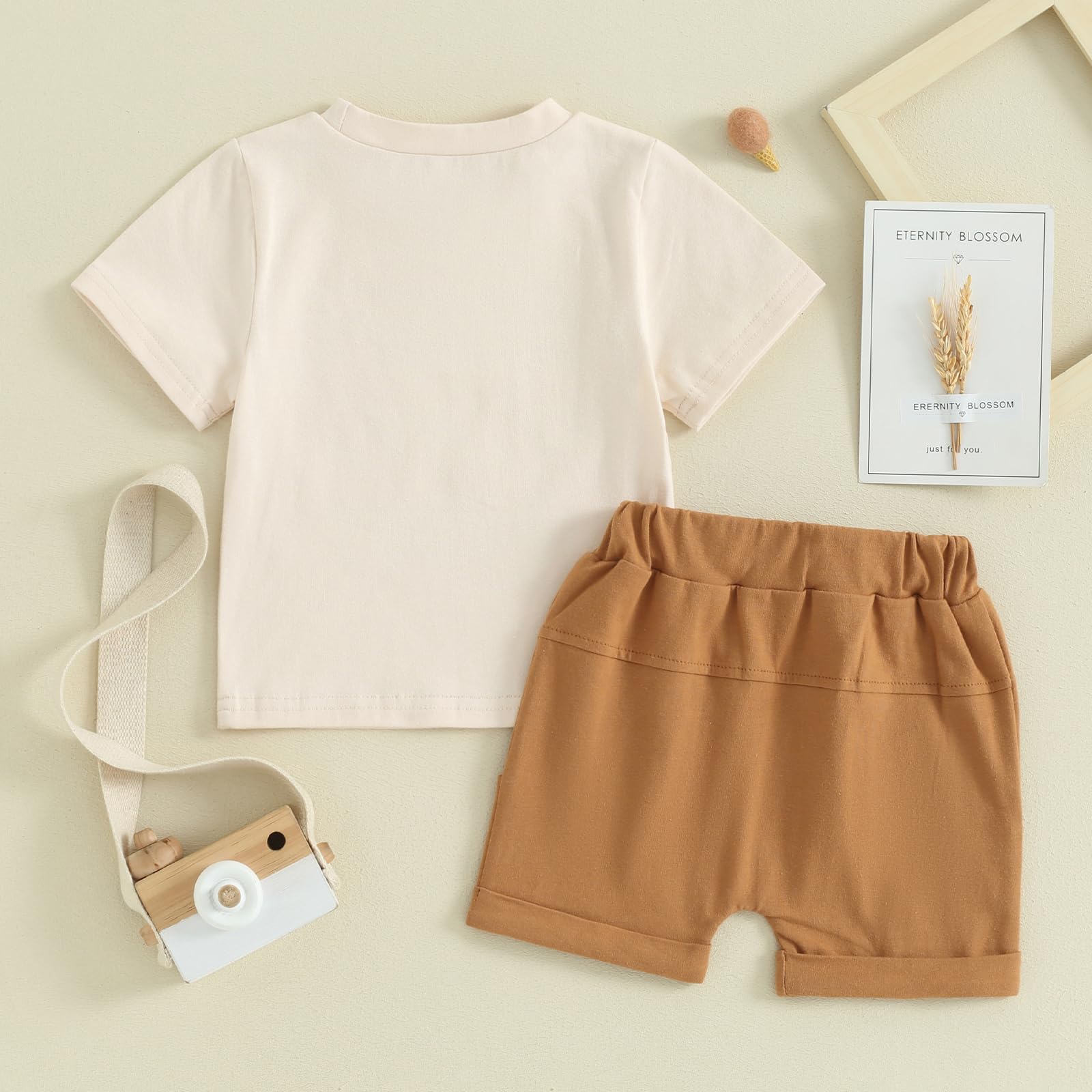 Toddler Baby Boy Summer Clothes Daddy's Little Buddy Short Sleeve Shirt Top and Shorts Set 2PCS Outfit (Brown, 12-18 Months)