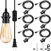 Vista 1 de Reginary Kit de 6 cables de luz colgantes, cable de extensión de cable de linterna, colgante con interruptor de encendido/apagado en línea, kit