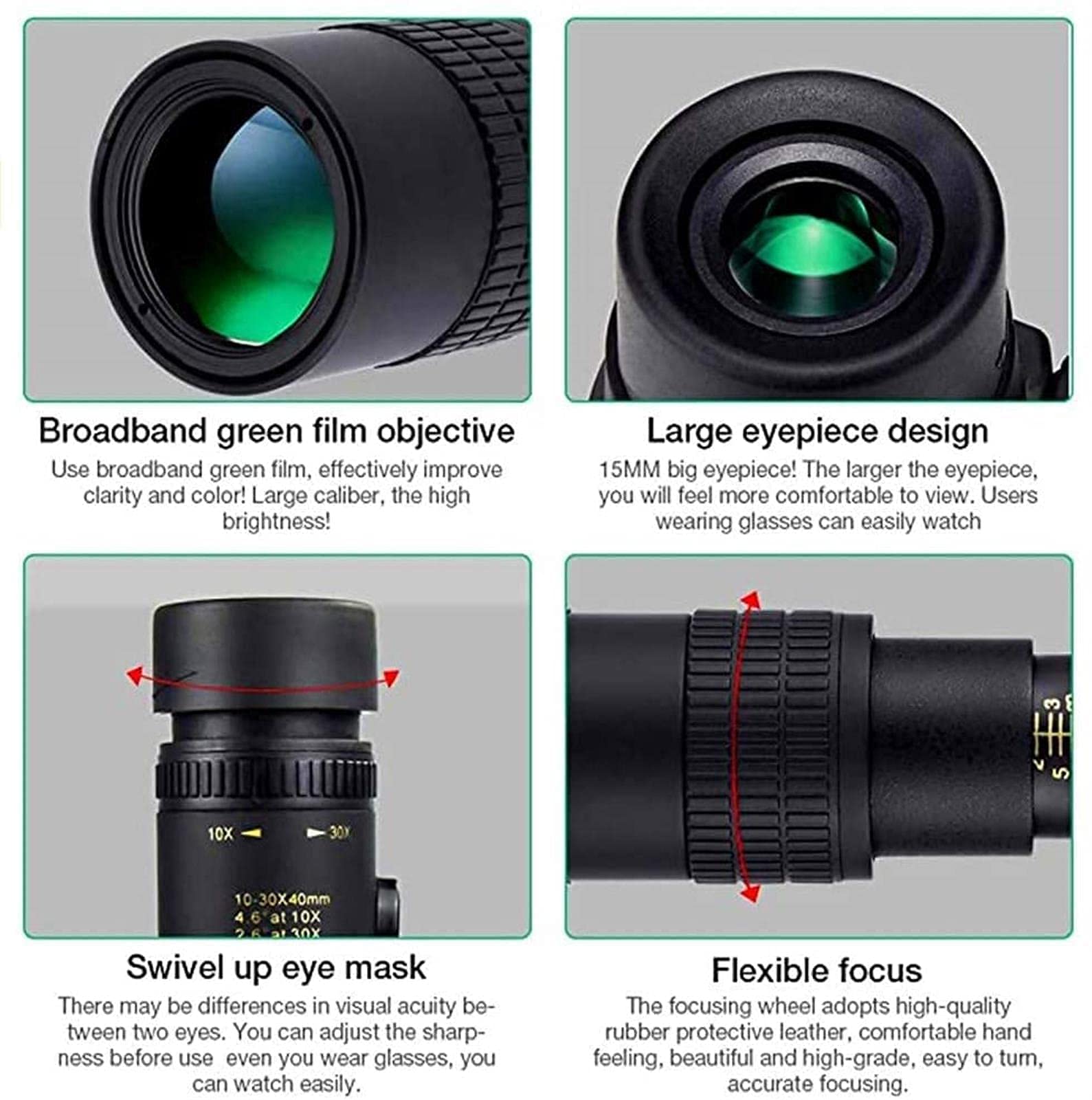 4K 10 300X40Mm Super Telephoto Zoom Monocular Telescope Portable New, Zoom Telescope Waterproof for Birdwatching Monocular High Power with Smartphone Holder