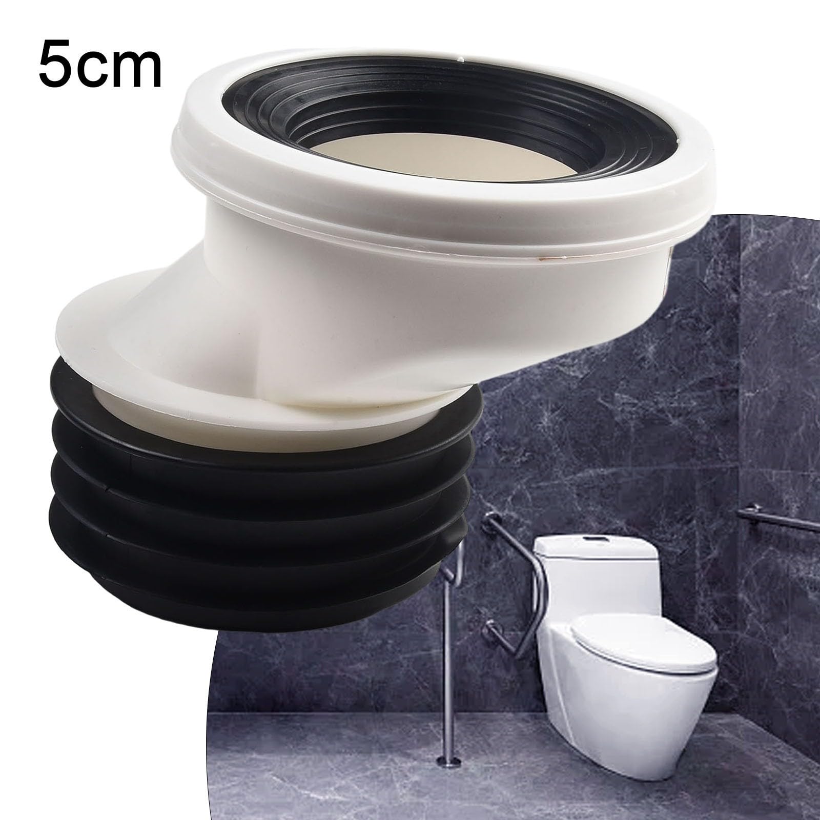 Kit de raccordement pour toilettes, ensemble de raccordement pour cuvette de WC, conception droite ou excentrique, tuyau de raccordement pour cuvette en PVC (5 cm)