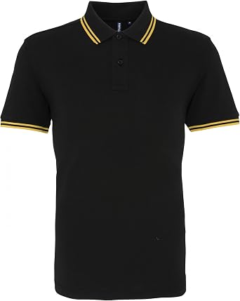 Asquith & Fox Mens Classic Fit Tipped Polo Shirt 3XL Black/Yellow