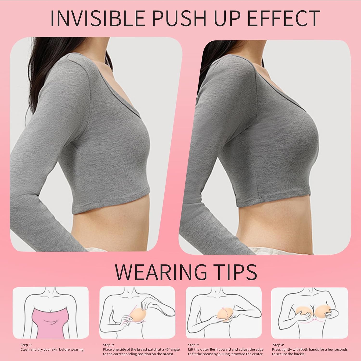 Sticky Bras Push Up Strapless Bra with Medical Grade Adhesive, Clear Strap Bras for Women Backless Invisible Bra