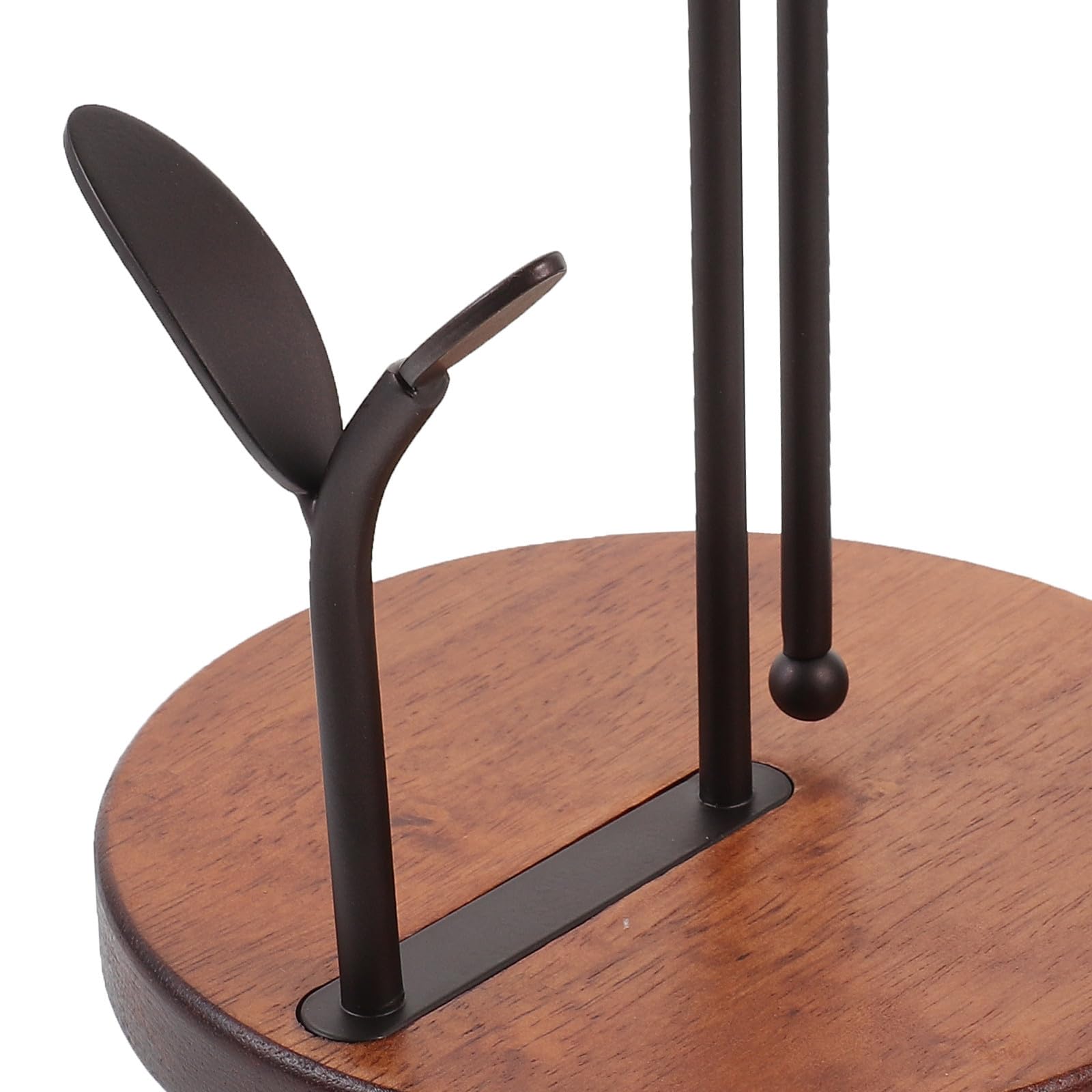 Portarrollos de Papel de Cocina Base de Madera y Estructura Vertical de Hierro, Soporte Duradero para Toallas en Cocina y Comedor Moderno