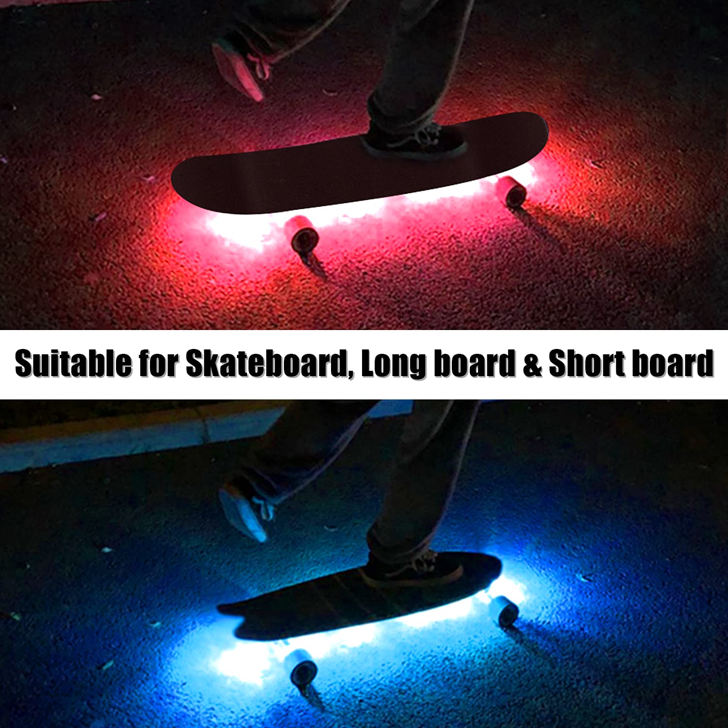 Waybelive LED-Skateboard-Licht, Fernbedienung, 16 Farben, stoßfest, super hell, Skateboard, Longboard, Shortboard, Kind, Grün, Silikon, 192 cm, 4,6 cm, 3 cm, 0,118 kg