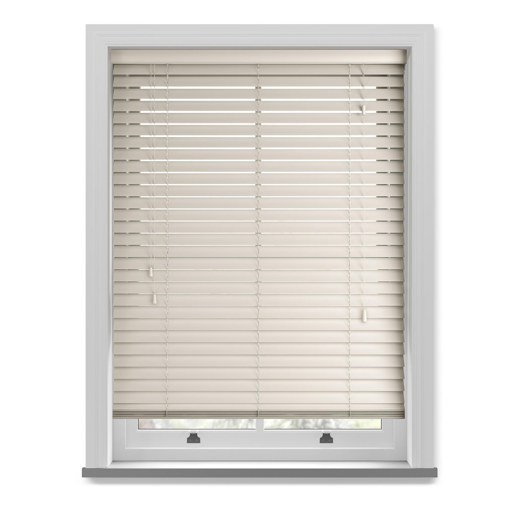 Made to Measure Fine Wood Venetian Blind with Strings - Misty White — image 1