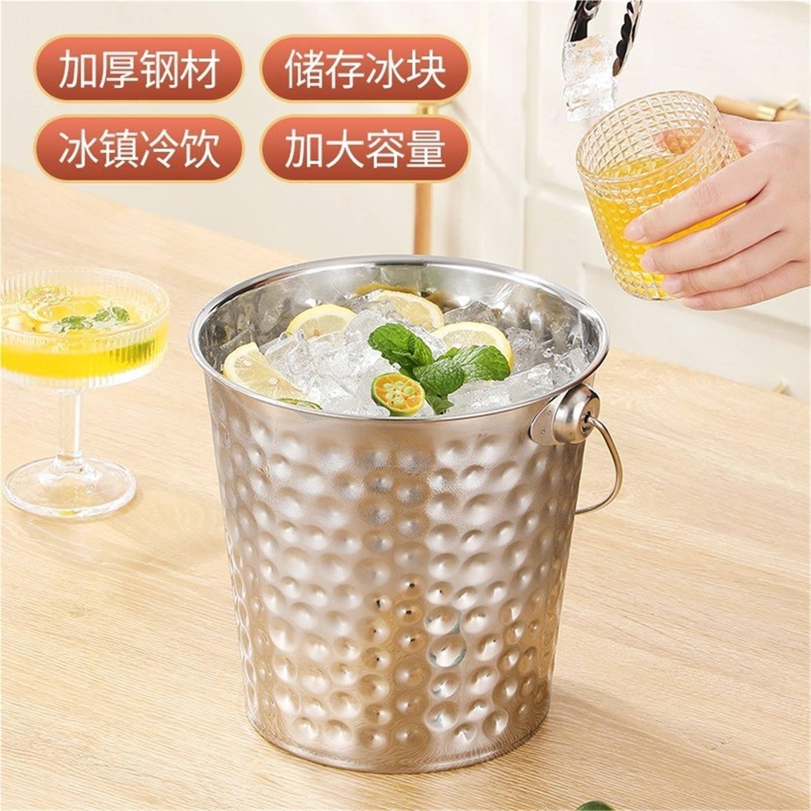 3 Cubos De Hielo Acero Inoxidable para Fiestas