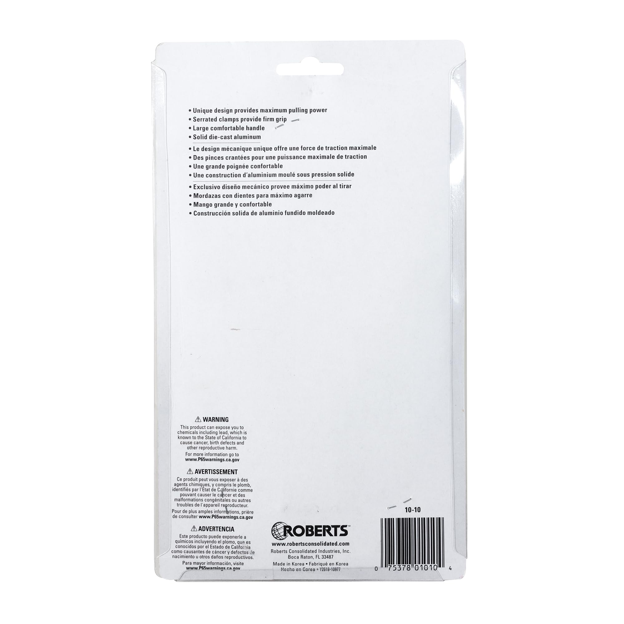 ROBERTS 44479 10-10 - Estrattore per moquette con attivazione manuale di serraggio per tirare il tappeto durante l'installazione o la rimozione, argento