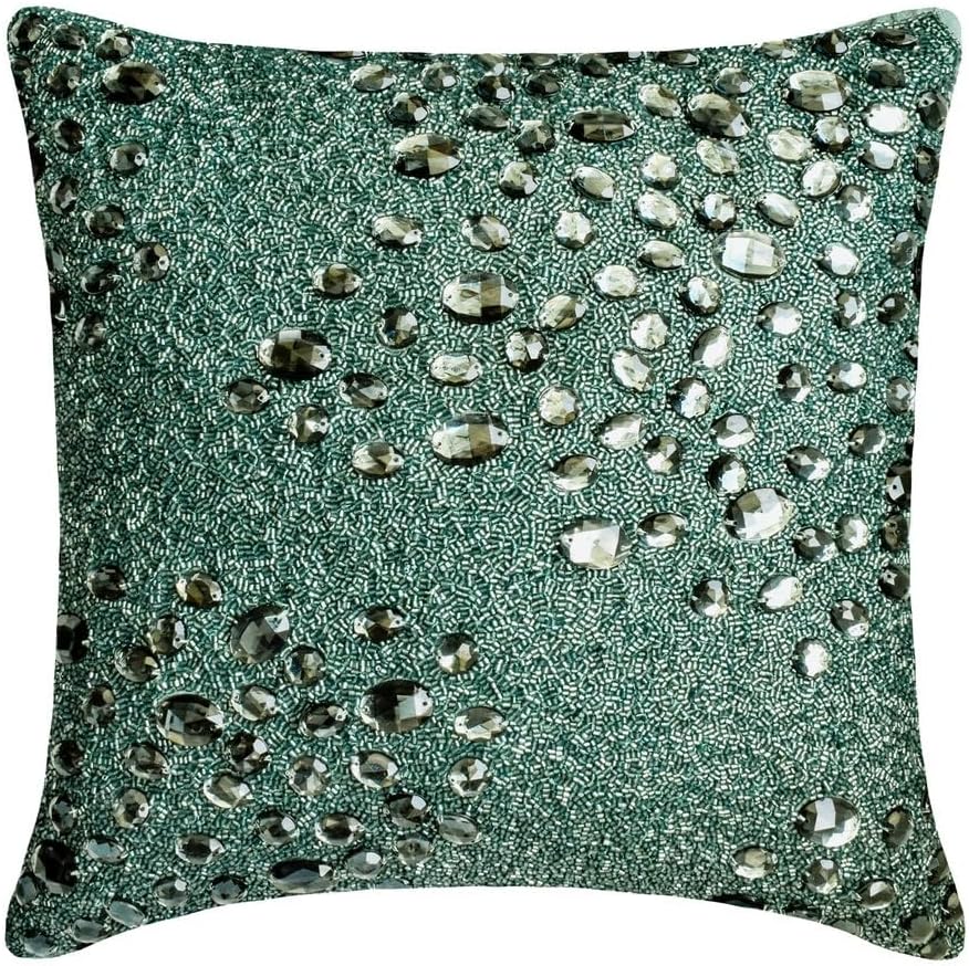 Fabric Mart Direct Floral Decorative Throw Pillow Covers 18" x 18" | Modern Velvet Cushion Cover | Floral Pattern Green Pillowcases for Couch, Sofa, Bed, or Living Room - Chartreuse Flowery