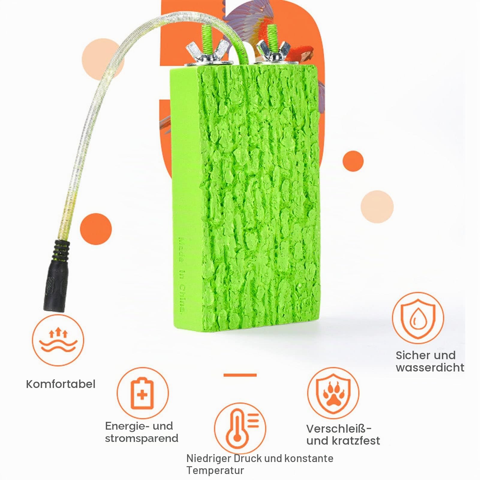 Heizplattform für Vogelstangen, Konstante Temperatur, 5 W, Sicheres Kleines Haustier, Warmes Standbrett, Käfigzubehör, Übungsspielzeug für Haustiere, Papageien, Wellensittiche, Sittiche,(EU)