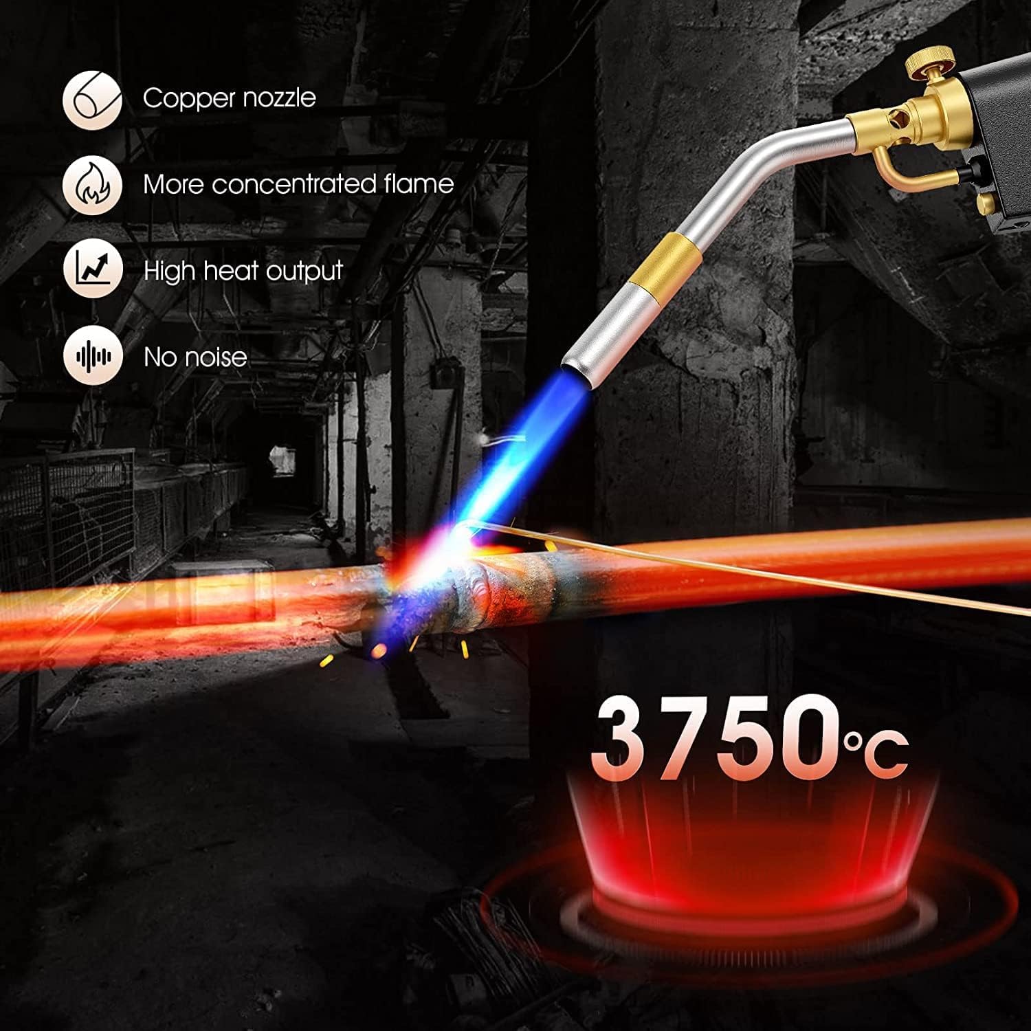 Cannello Da Cucina Portatile In Ottone - Torcia A Gas Butano Per Creme Brûlée, Saldatura E Campeggio - Foto 11