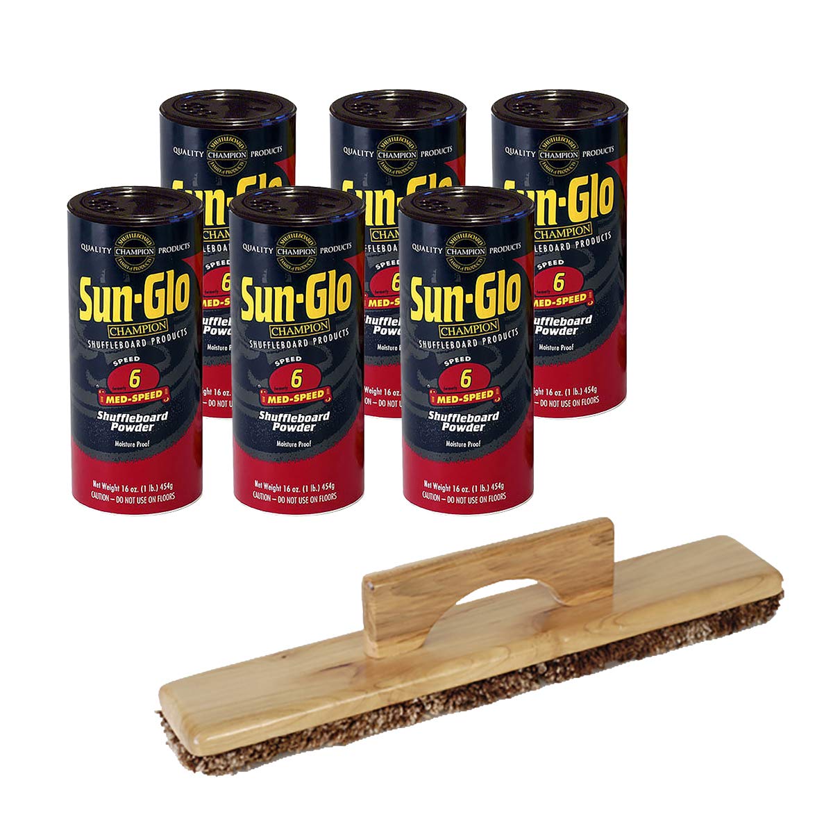 Sun-Glo 6 Cans #6 Med-Speed Wax and 1 Shuffleboard Sweep