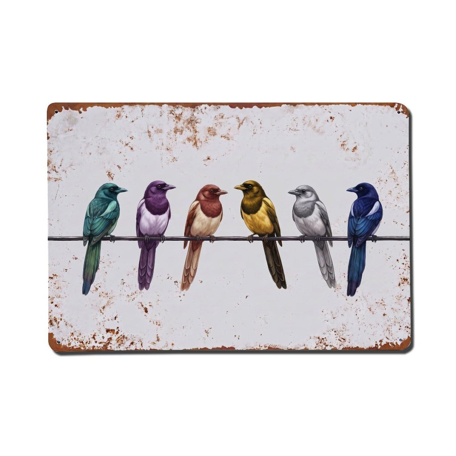 Vintage Retro Birds Magpie Metal Tin Sign