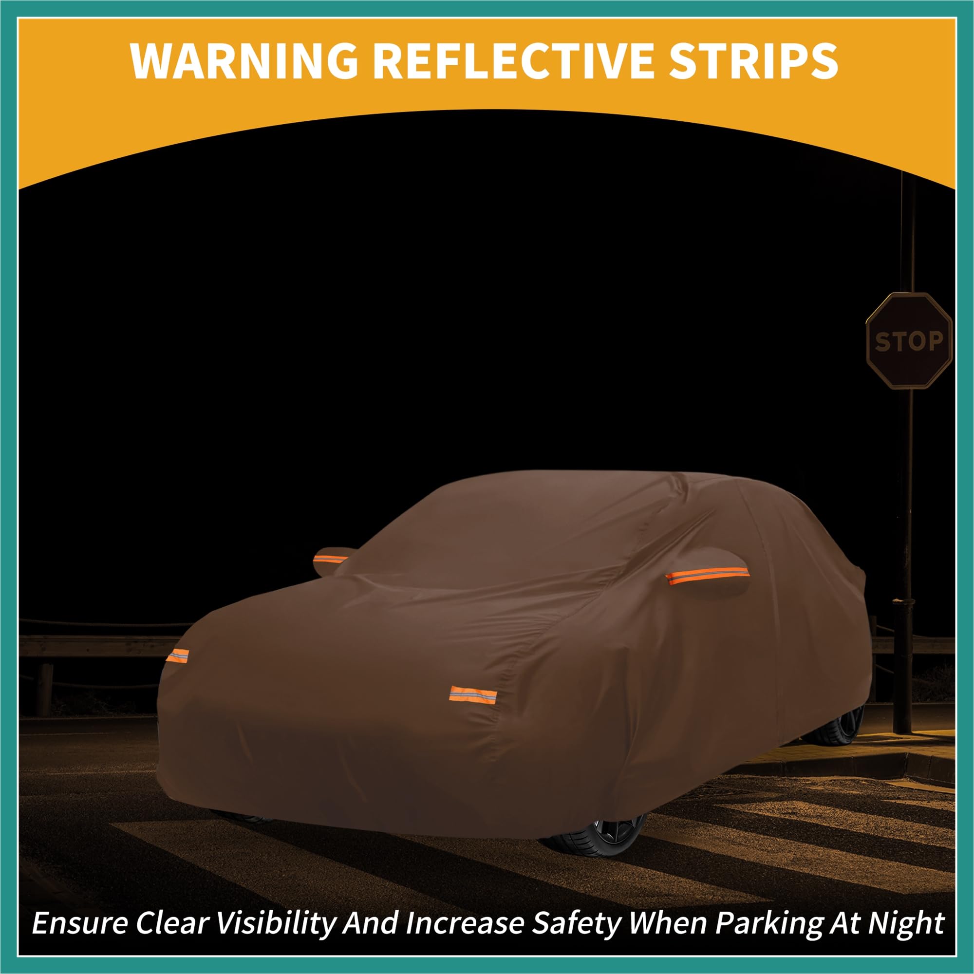 ATOCOVER Car Cover Waterproof All Weather Automotive Outdoor Anti-UV Full Exterior Cover for Acura Integra 210D-PU Orange with — view 3