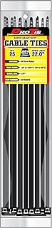 Pro Tie Super Heavy Duty Cable Ties, Self-Locking Nylon Cable Wire Ties for Indoor and Outdoor Use | 22-Inch, 250 lbs. Tensile Strength, UV Black Nylon, 25-Pack (PN: B22SHD25)