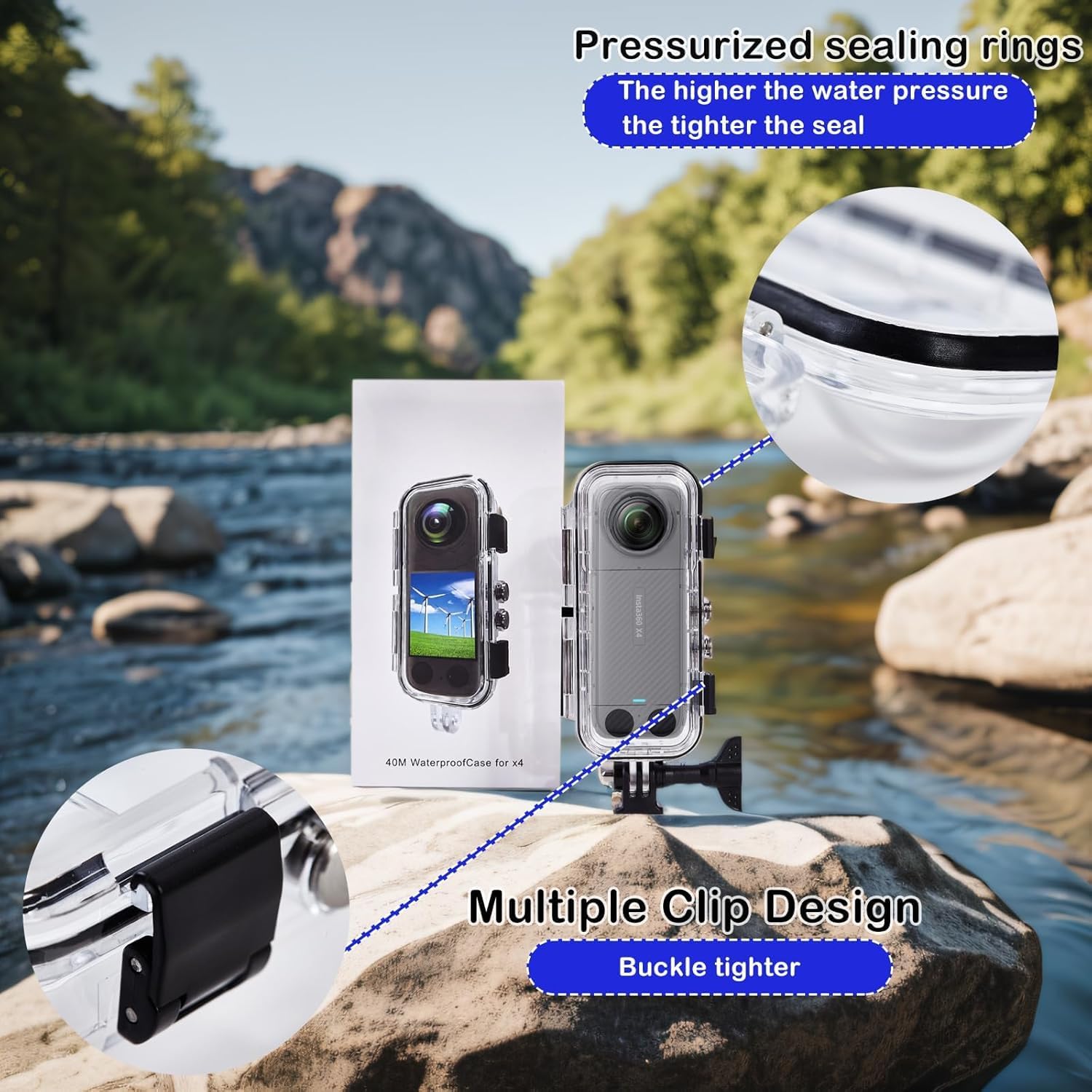 131FT/40M Waterproof Case Only for Insta360 X4, Underwater Diving Protective Housing Shell for Insta360 X4 Action Camera with Bracket Accessories