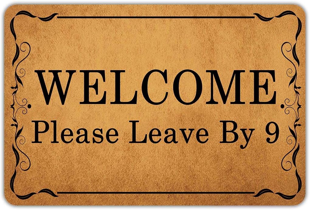 Muikoo Front Door Mat Welcome Mat Welcome Please Leave by 9 Washable Rubber Non Slip Backing Funny Doormat Indoor Outdoor Rug 23.6"(W) X 15.7"(L)