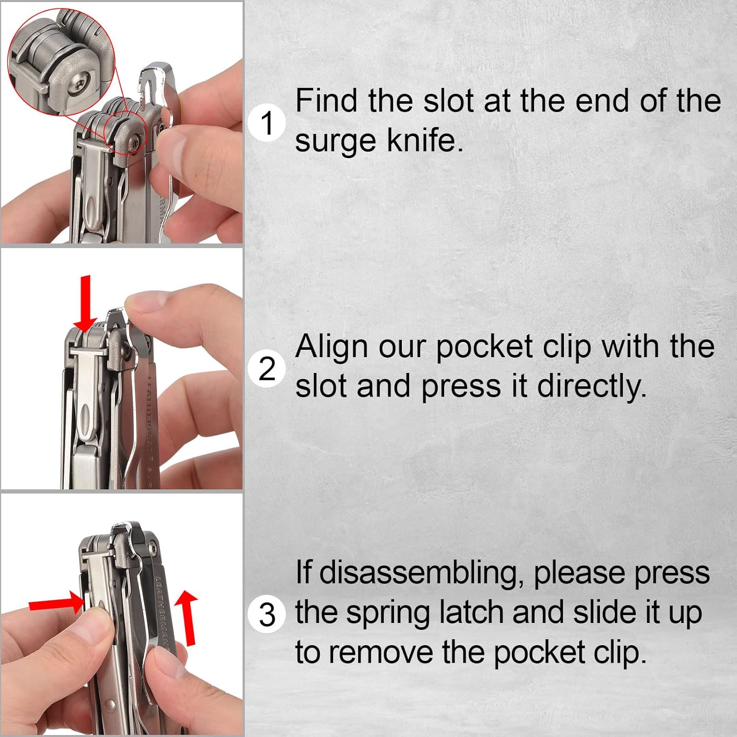 iGuerburn Pocket Clips for Leatherman Surge, Surge Pocket Clip as Leatherman Surge Accessories - (Not for Other Leatherman Models) - Silver - 