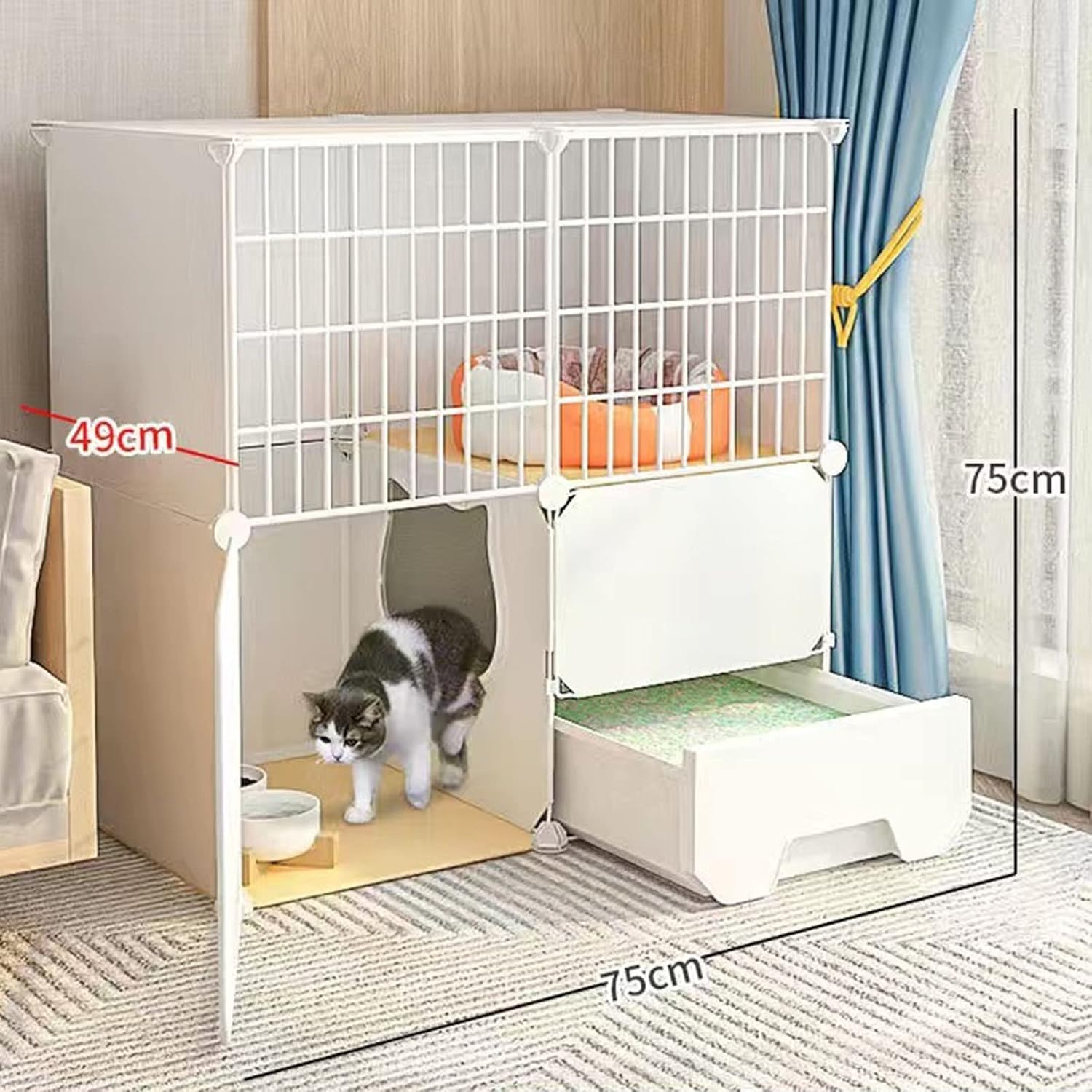 Gabbia for Gatti – Fai da Te, con Vassoio e Rimovibile(Fully Fitted,75 * 49 * 75CM)