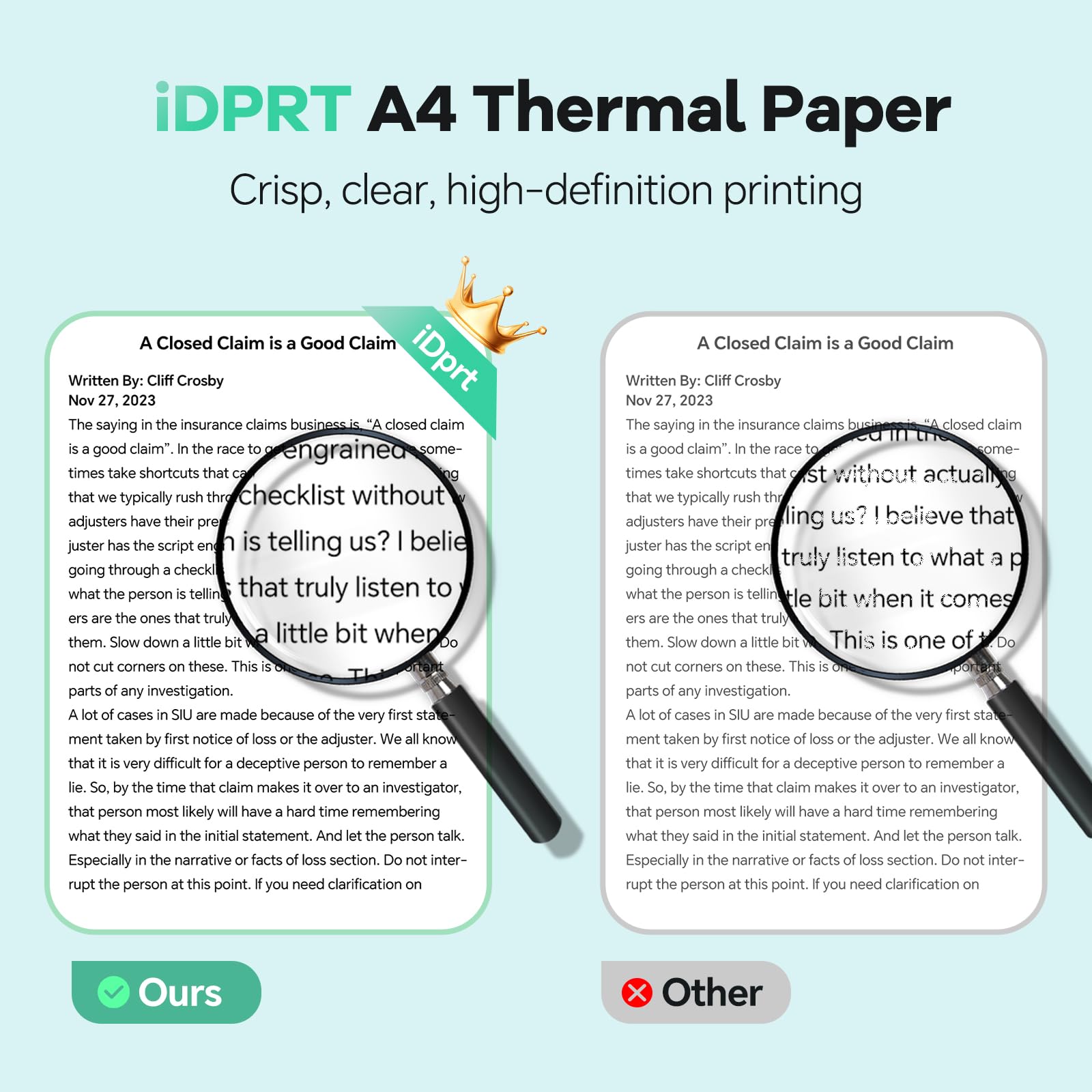 iDRPT 200 Sheets A4 Thermal Paper for Portable Printers Thermal Printing Paper 8.27"X11.69", 210x297mm - Image 4
