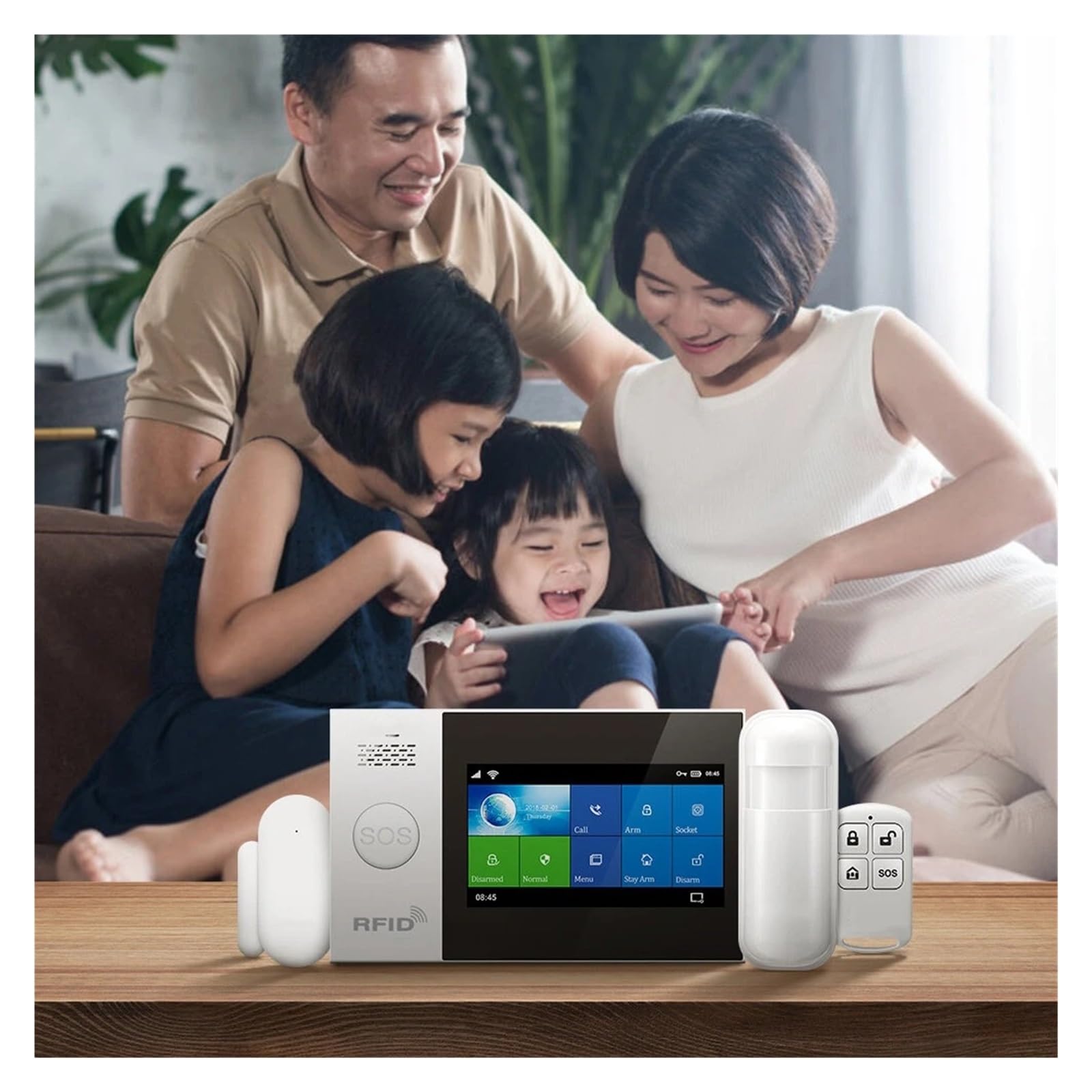 Sistema di Allarme di Sicurezza Domestica, Smart Alarm Wireless Home gsm GPRS Antifurto Sicurezza Domestica con di Allarme Sensore Movimento(Kit)