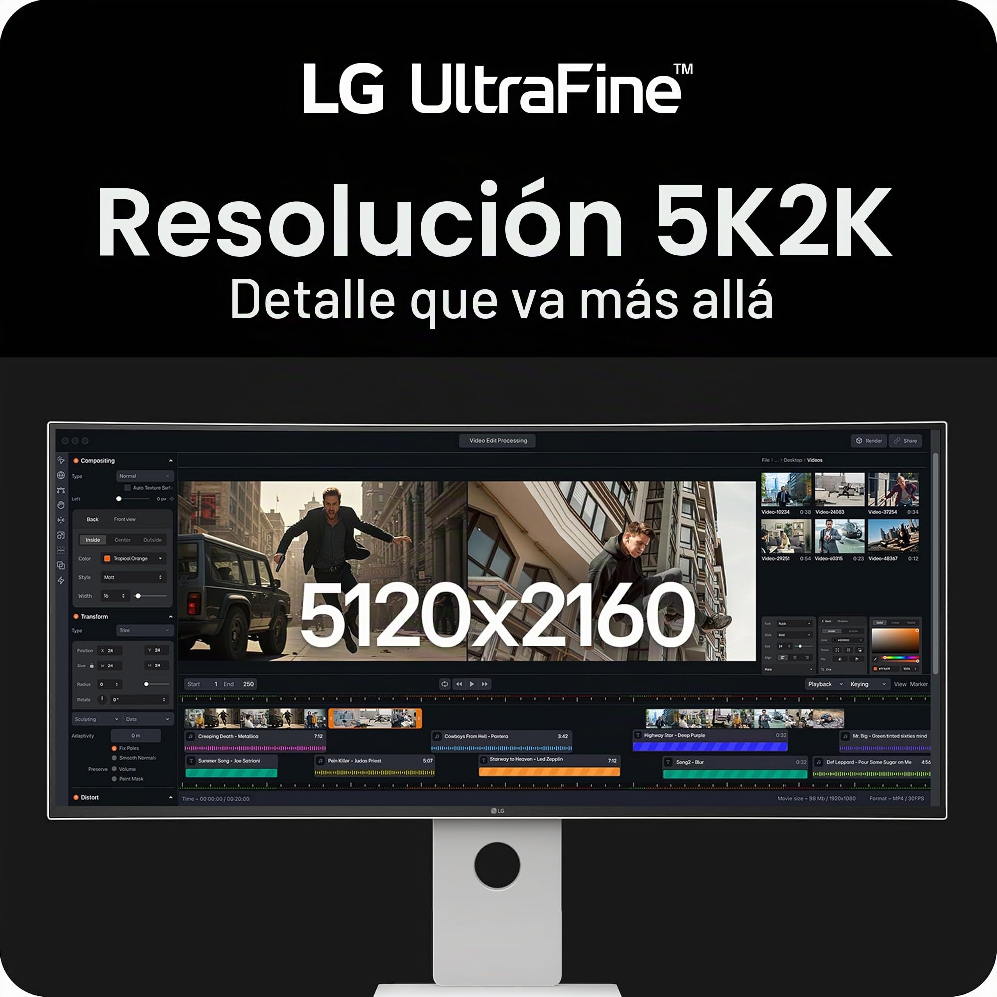 LG 40U990A-W Monitor Curvo Nano IPS de 40 Pulgadas, Ultrafino 5K2K WUHD (5120 x 2160), Thunderbolt 5, DisplayHDR 600, Potencia integrada, Altavoz, 120Hz, HDMI 2.1, DP 2.1, USB C, inclinación/Altura