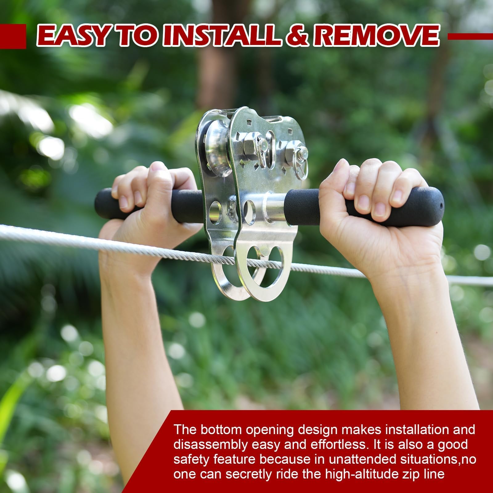 Fologtoo Zipline Pulley, Heavy Duty 304 Stainless Steel Zipline Trolley