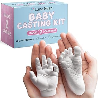 Luna Bean Baby Hand and Footprint Kit (2 Pack) Customized Newborn Handprint Foot Casting - Gifts for New Mom - Christmas Baby Gift