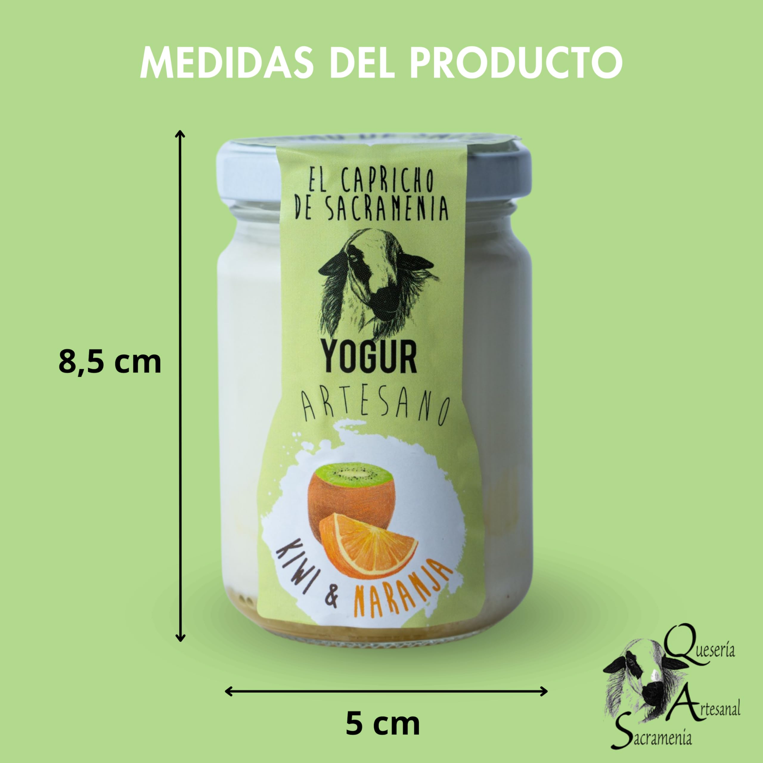 El Capricho de Sacramenia | Pack Kiwi naranja | 20 Yogures Artesanos Leche Oveja preparado natural Kiwi naranja | Cremoso, Natural y Saludable | Preparado Gourmet | Sin Gluten | Sabor Único y Original