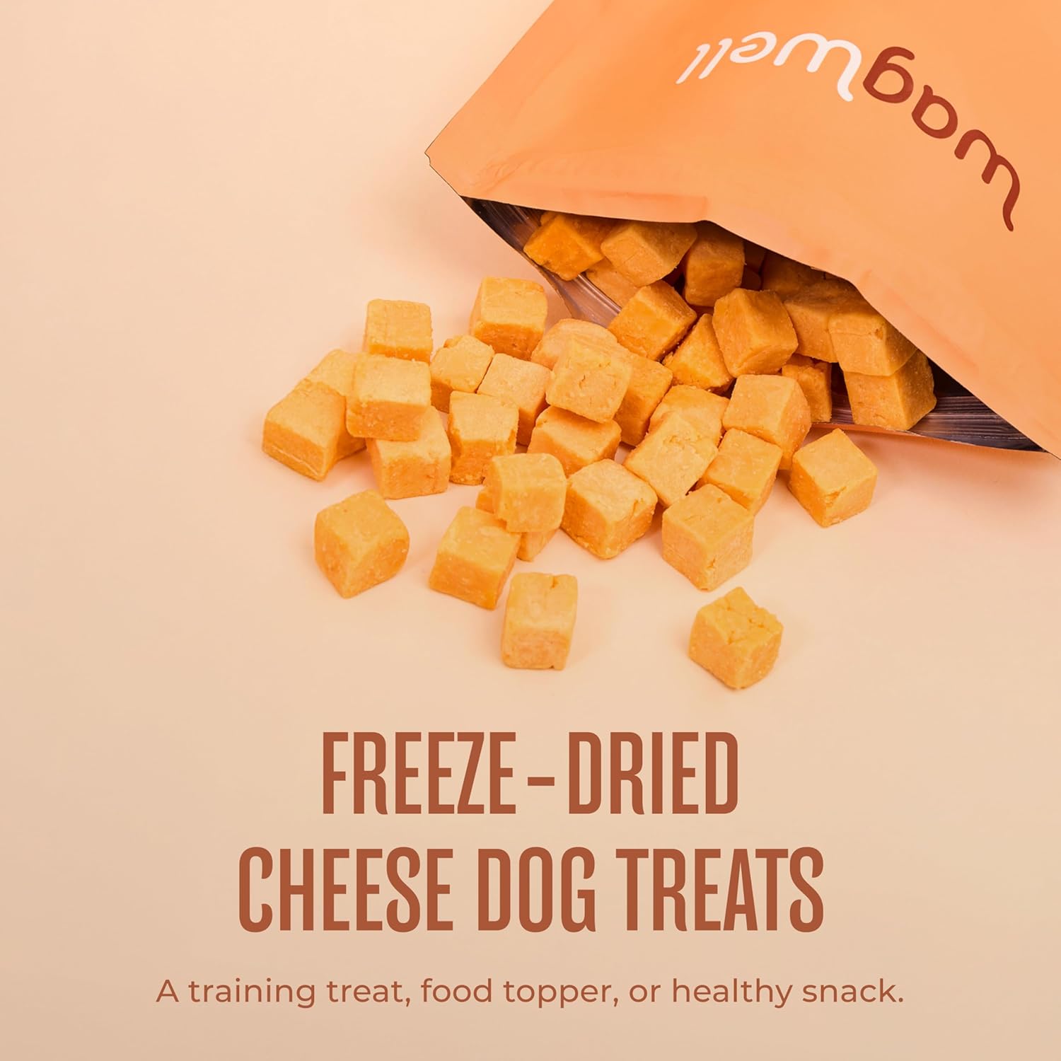 WagWell Freeze Dried Dog Treats, Cheese Flavor | Training Treats, Food Topper, Healthy Snack for Dogs | Human Grade, Grain Free, High Protein | All Natural, Made in USA | 5 oz Bag, 2 Pack