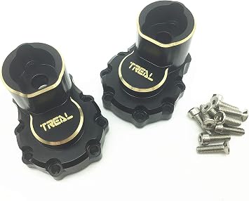 Treal Brass Rear Inner Portal Cover Housing and Portal Drive Axle Mounts 2 pcs Blacken for Traxxas TRX-4