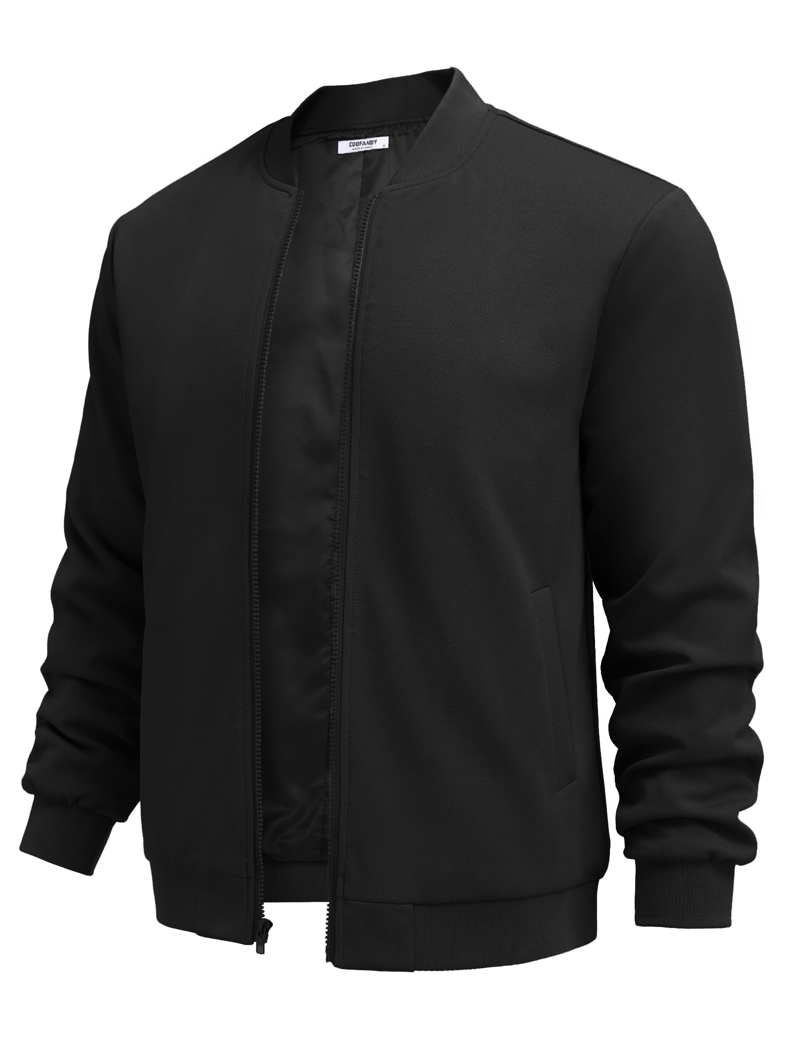 COOFANDY Men's Lightweight Bomber Jacket Casual Stylish Fall Jackets Full Zip Knit Jackets Varsity Textured Coat