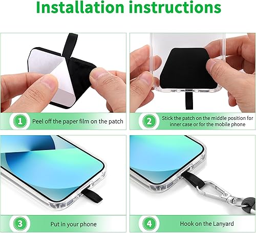 Miniatura 10 de CACOE Paquete de 2 cordones para teléfono, 1 correa ajustable para el cuello, 1 correa de muñeca, 2 almohadillas, cordones universales cruzados para