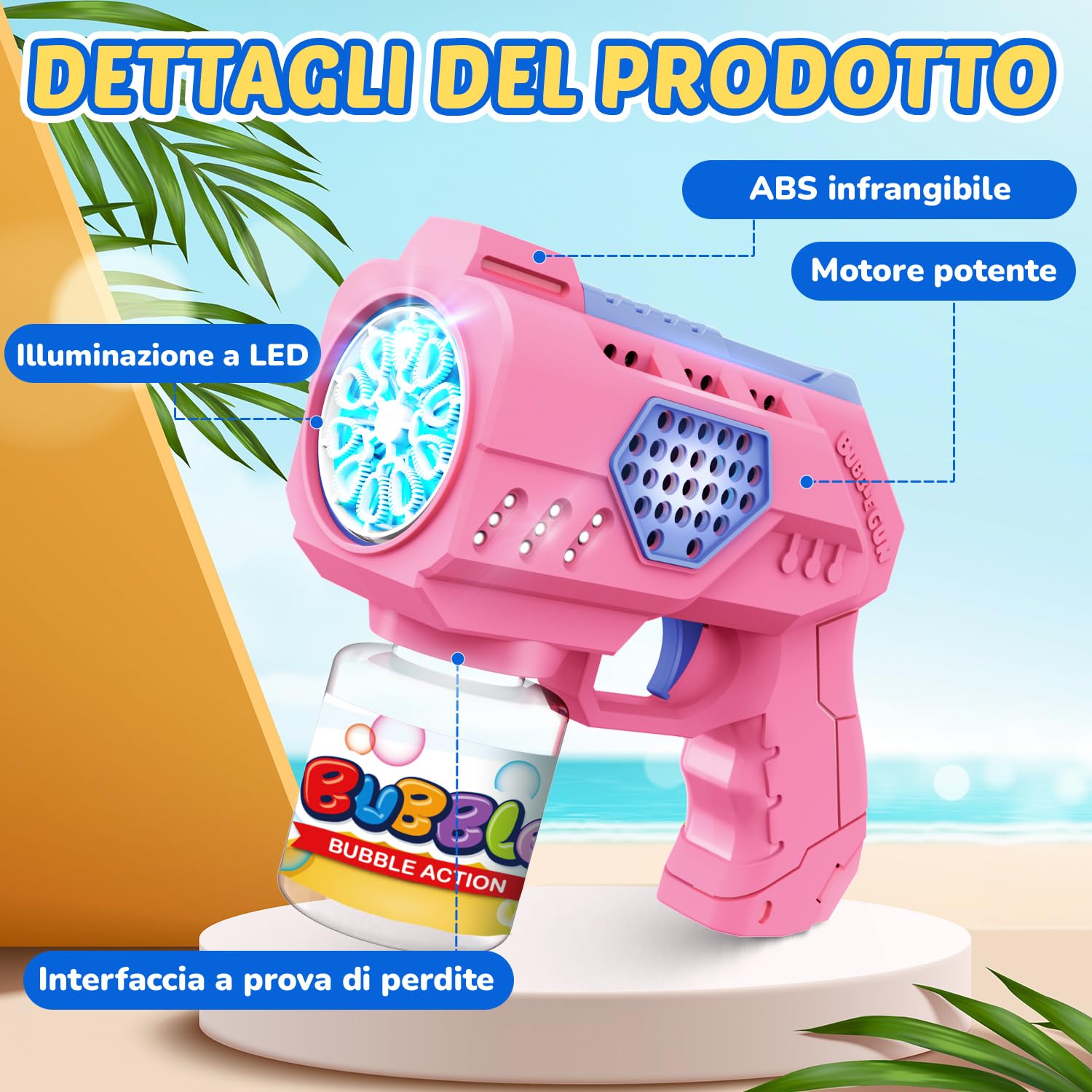 Eaglestone Pistole Bolle Per Bambini 2 Pezzi, Macchina Automatica Con Luci LED, Giocattolo Estivo Per Esterni, Regalo Di Compleanno 4-8 Anni