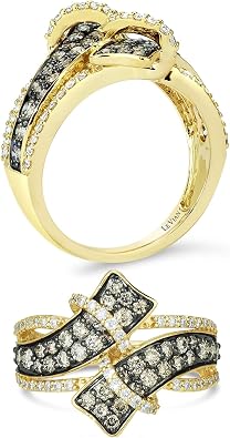Vanilla Diamond Chocolate Diamond Statement Ring for Women I 14k Yellow Gold Ring for Her G-H/Brown, VS2-SI1, 1.19 cttw Anniversary Wedding Promise Band Size 4.25to 11.25 by LeVian
