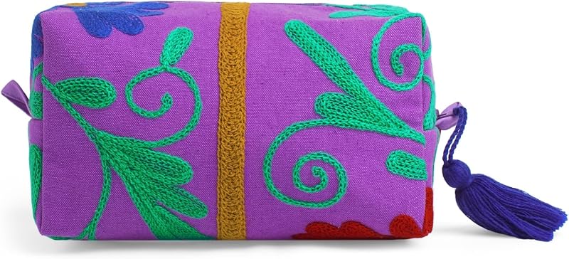 Necessaire de viagem Huar em algodão com forro resistente à água, roxa
