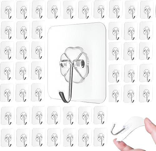 Ganchos adhesivos para colgar, ganchos de pared resistentes, ganchos transparentes autoadhesivos, ganchos impermeables para toallas y abrigos para