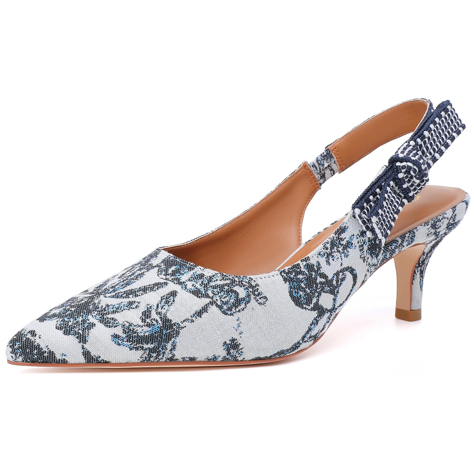 RIBONGZ Sexy Slingback Pumps Elegant Dressy Heels for Women Closed Toe Pointy High Heels Wedding Bride Prom Party Evening Shoes
