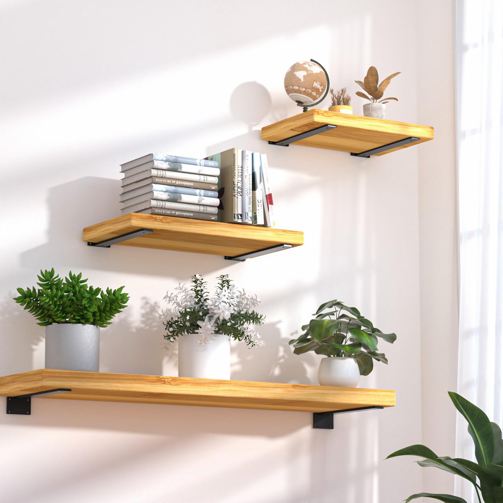 4 Pack - 14 Inch Black Hidden L Shelf Bracket (1/5 Inch Thicked) Iron, Metal Industrial Modern L Brackets for Shelves Support — Amazon image 7