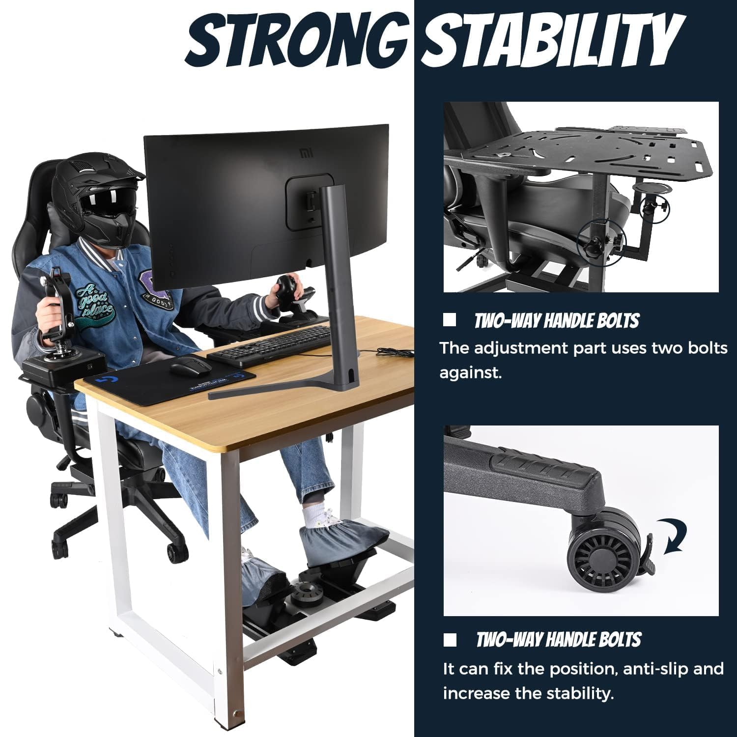 Dardoo Ergonomic Gaming Chair Joystick Hotas Mount for Thrustmaster A10C Warthog Logitech X56 X52 Alloy Steel
