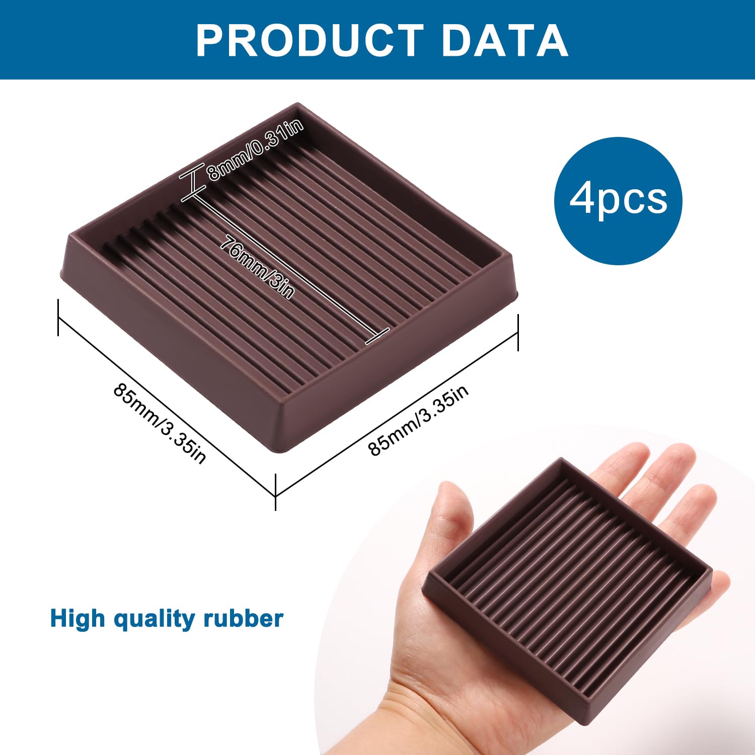 63 mm antislip meubelpads voor hardhouten vloeren, 2,5 inch meubelonderzetters - 8 stuks ronde rubberen antislip meubelzwenkbekers, anti-glijdende
